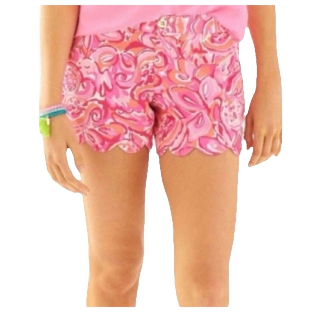 Lilly Pulitzer Buttercup Stretch 100% Cotton Shorts Pink Floral Womens 14